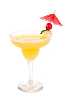 Margarita cocktail in chilled salt rimmed glass with tequila clipart