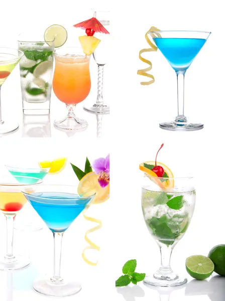 Cocktails tropicais Cocktails colagem Martini, Mojito — Fotografia de Stock