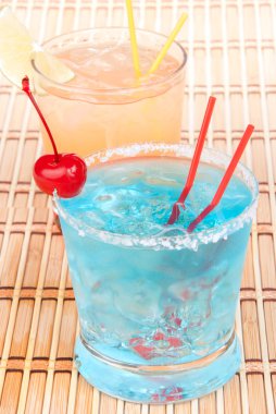 Blue margarita cocktail, Long island iced tea and tequila sunris clipart