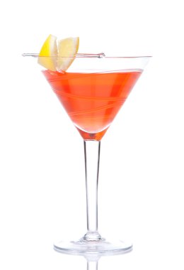 Cosmopolitan cocktail decorated with citrus lemon in martini coc clipart