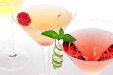 Martini alcohol cocktails in row margarita clipart