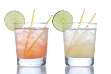 Cocktail margarita or long island Iced tea with lime clipart