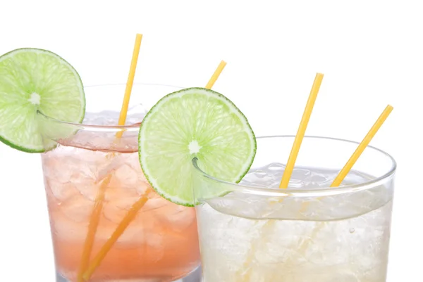 Alcohol margarita cocktails or long island Iced tea with lime — Stock Photo, Image