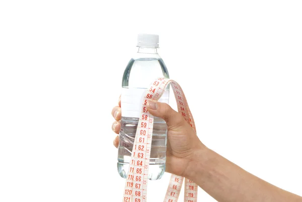 Dieta pérdida de peso composición botella de agua potable — Foto de Stock