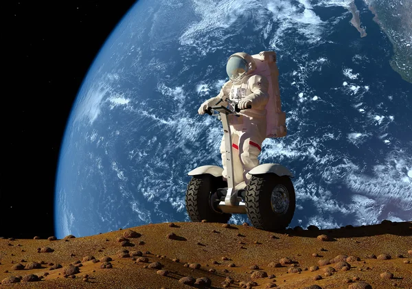 Астронавт на фоне планеты . — стоковое фото