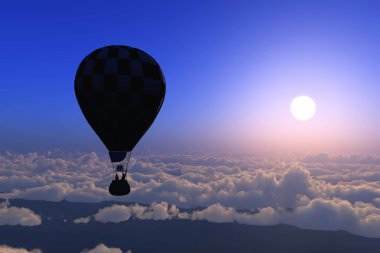 Balloons at sunset clipart
