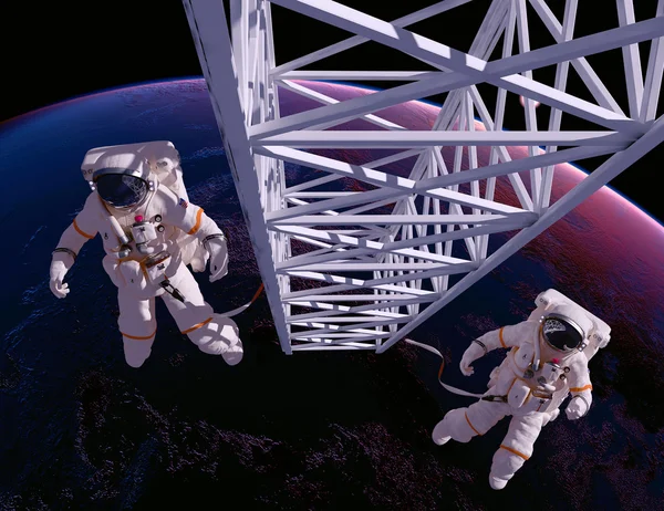 Два астронавта в космосе — стоковое фото