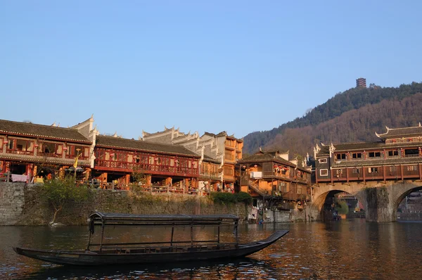 China river boat landscape — Stock Photo, Image