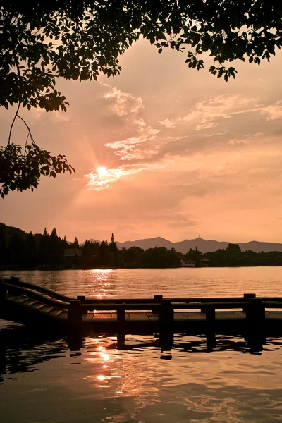 stock image Sunset landscape of China West Lake
