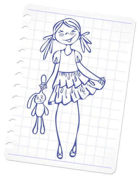 Skizze Mode Mädchen — Stockvektor