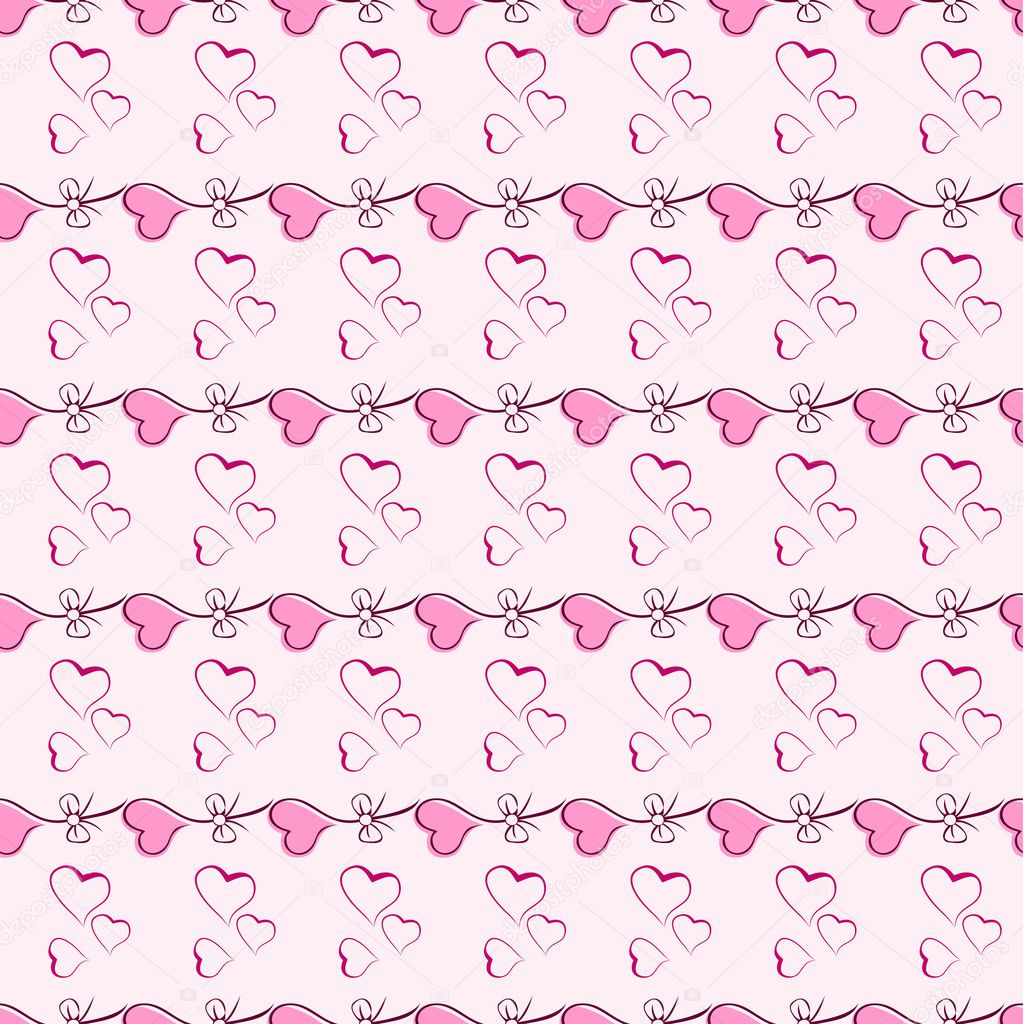 Pink heart seamless pattern vector texture.