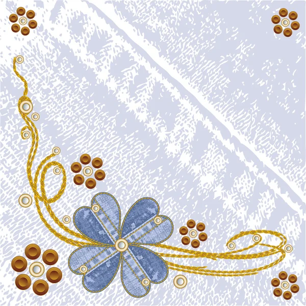 Grungy vector denim floral jeans fondo . — Archivo Imágenes Vectoriales