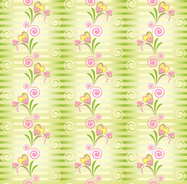 Fleur coeur bande motif sans couture — Image vectorielle