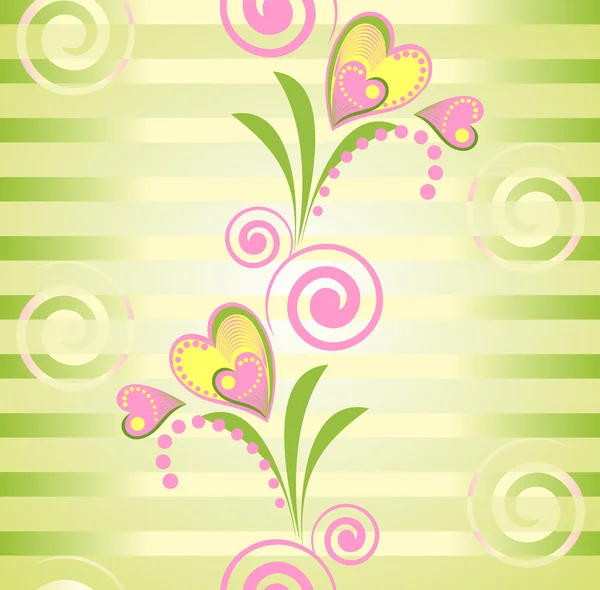 Fleur coeur bande motif sans couture — Image vectorielle