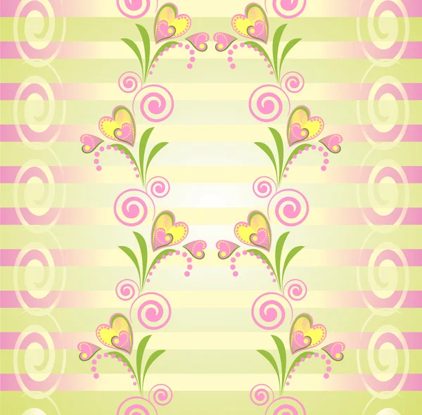 Flower heart stripe seamless pattern — Stock Vector