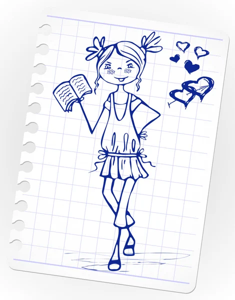 Kreslené Modní dívka úsměv — Stockový vektor