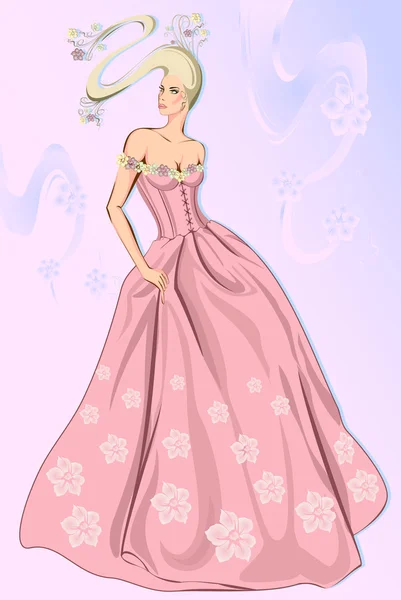 粉红色的背景上的新娘 — 图库矢量图片