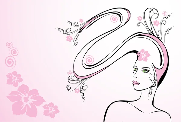 美容花の女性のベクトルイラスト — ストックベクタ