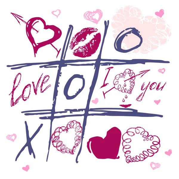 Dia dos Namorados. Coração de amor. Ícones desenhados à mão . — Vetor de Stock