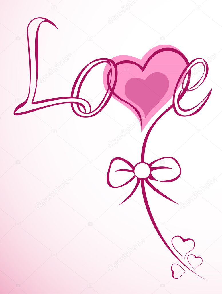 Vector card of love flower heart.