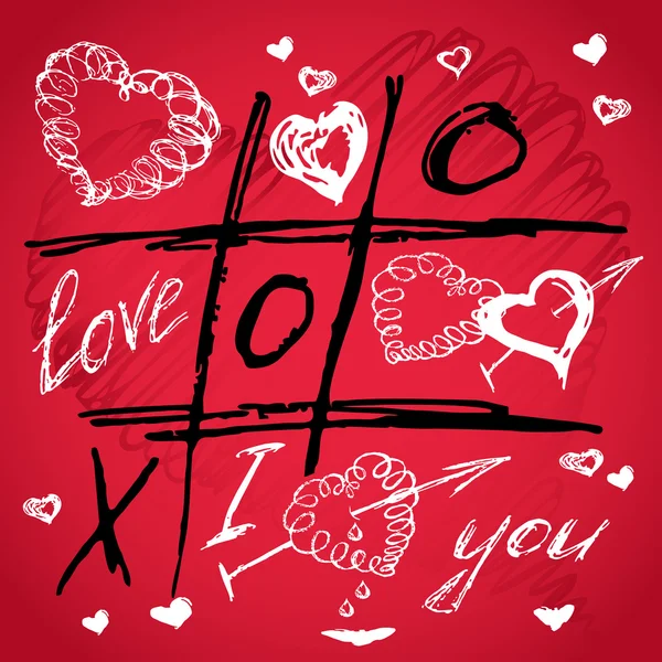 La Saint-Valentin. coeur d'amour rouge. Icônes dessinées à la main . — Image vectorielle