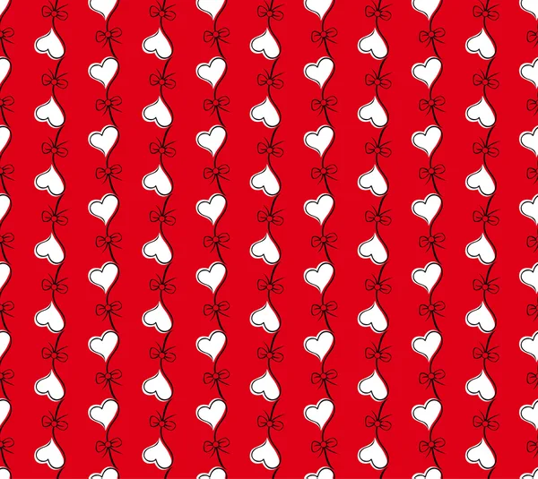 Vector rojo patrón sin costura con corazones — Vector de stock