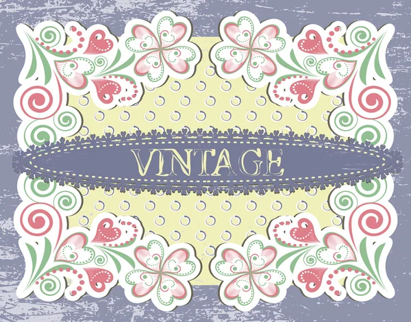 Scrap vintage frame on floral grange background — Stock Vector