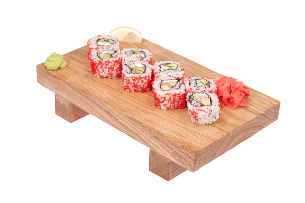 Sushi-Rollen auf Holzständer — Stockfoto