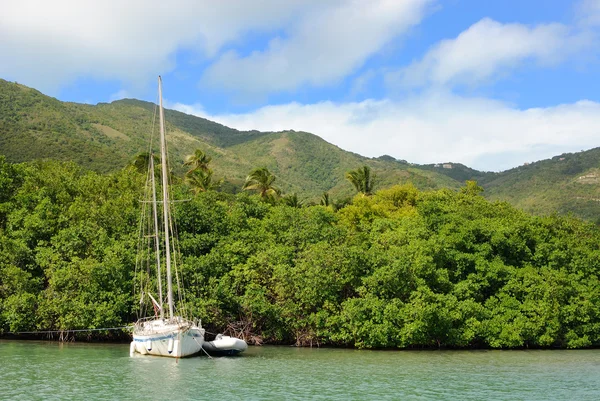 Zeilboot in de caribbean — Stockfoto