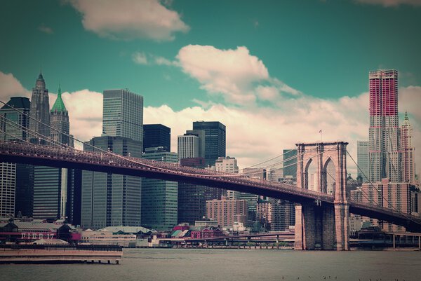 Manhattan skyline with vintage look.