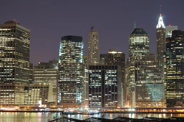 Lower Manhattan à noite — Fotografia de Stock