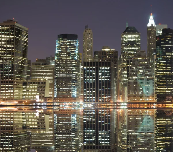 Lower Manhattan la nuit — Photo
