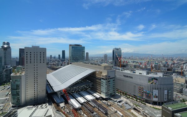 Cityscape of Osaka, Japan at the new Osaka Station.