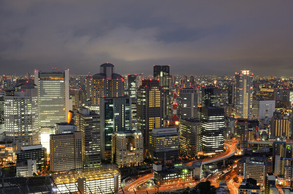 High rise buildings in Osaka, the second largest city in Japan.