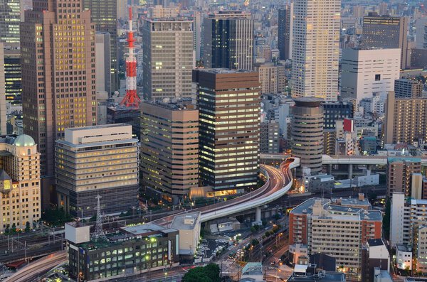 High rise buildings in Osaka, the second largest city in Japan.