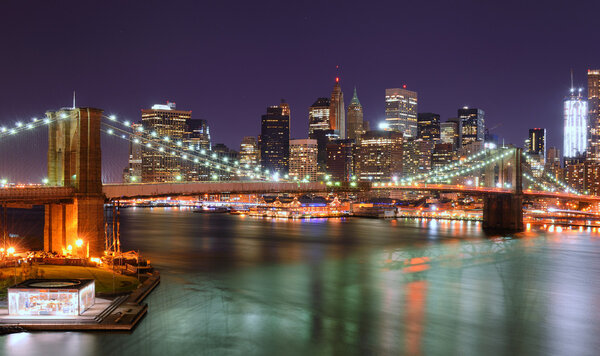 View of Downtown New York City and Brooklyn Bridge