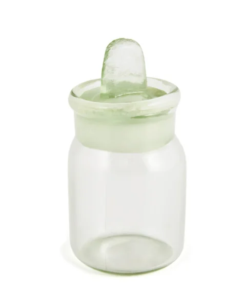 Jar empty, transparent, glass with the closed lid — Stock Photo, Image