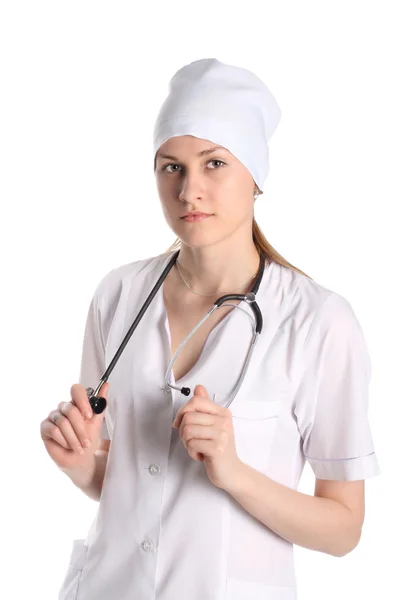 Ung läkare med stetoskop — Stockfoto