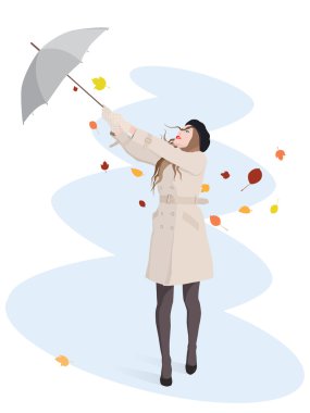 Girl With Umbrella clipart