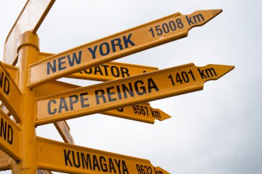 Signpost at Stirling Point, Bluff - New Zealand. clipart