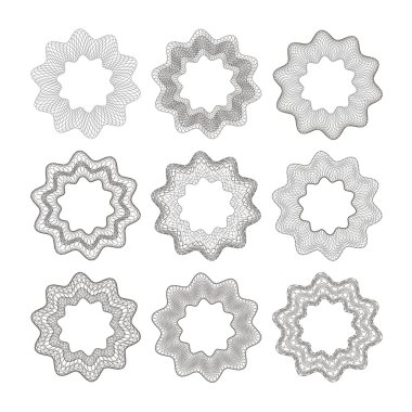 9 guilloche ornaments clipart