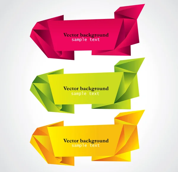 Conjunto vetorial de banners de origami — Vetor de Stock