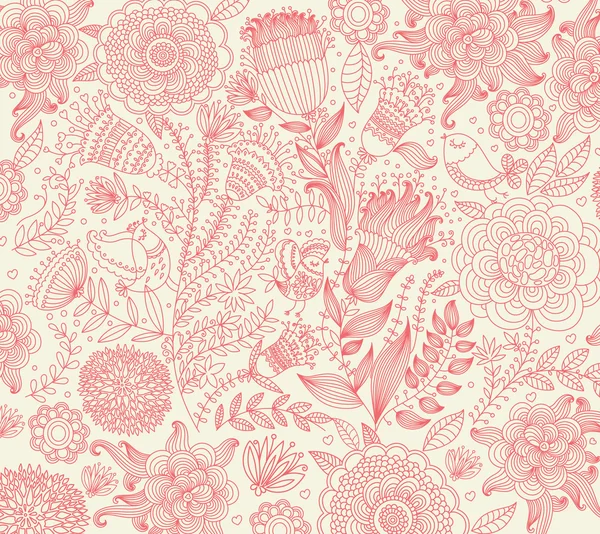 花のパターンを持つ古典的な壁ペーパー. — ストックベクタ