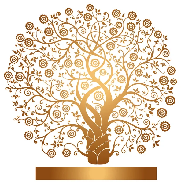 Vector gold tree — Stock Vector