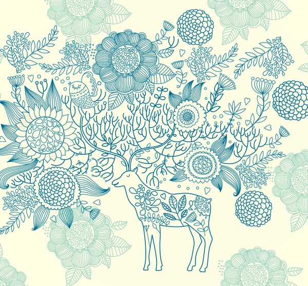 Beau cerf décoratif — Image vectorielle