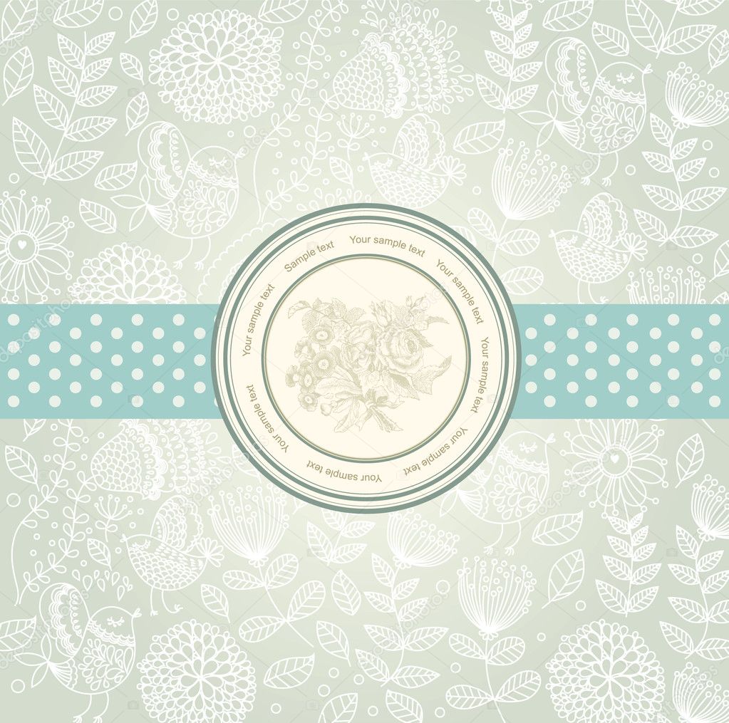 Classical wall-paper with a flower pattern.