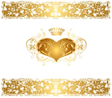 Holiday background with gold heart clipart