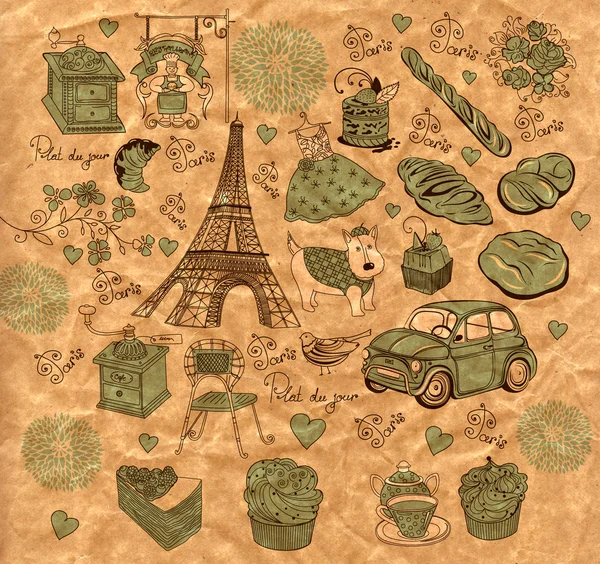 矢量集: 巴黎的标志 — 图库矢量图片