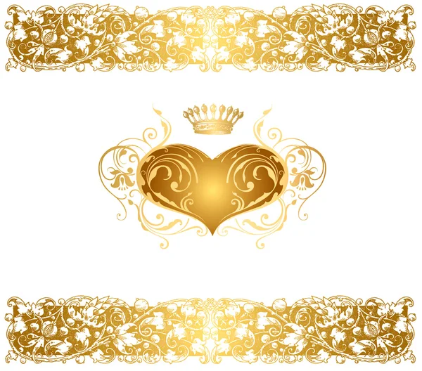 Holiday background with gold heart — Stock Vector