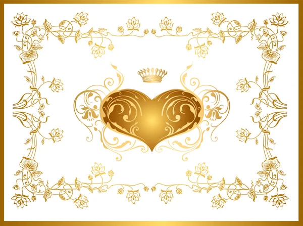 Holiday background with gold heart — Stock Vector